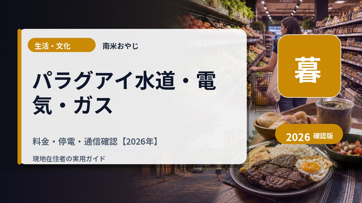パラグアイ水道・電気・ガス｜料金・停電・通信確認【2026年】 の内容を表すサムネイル画像